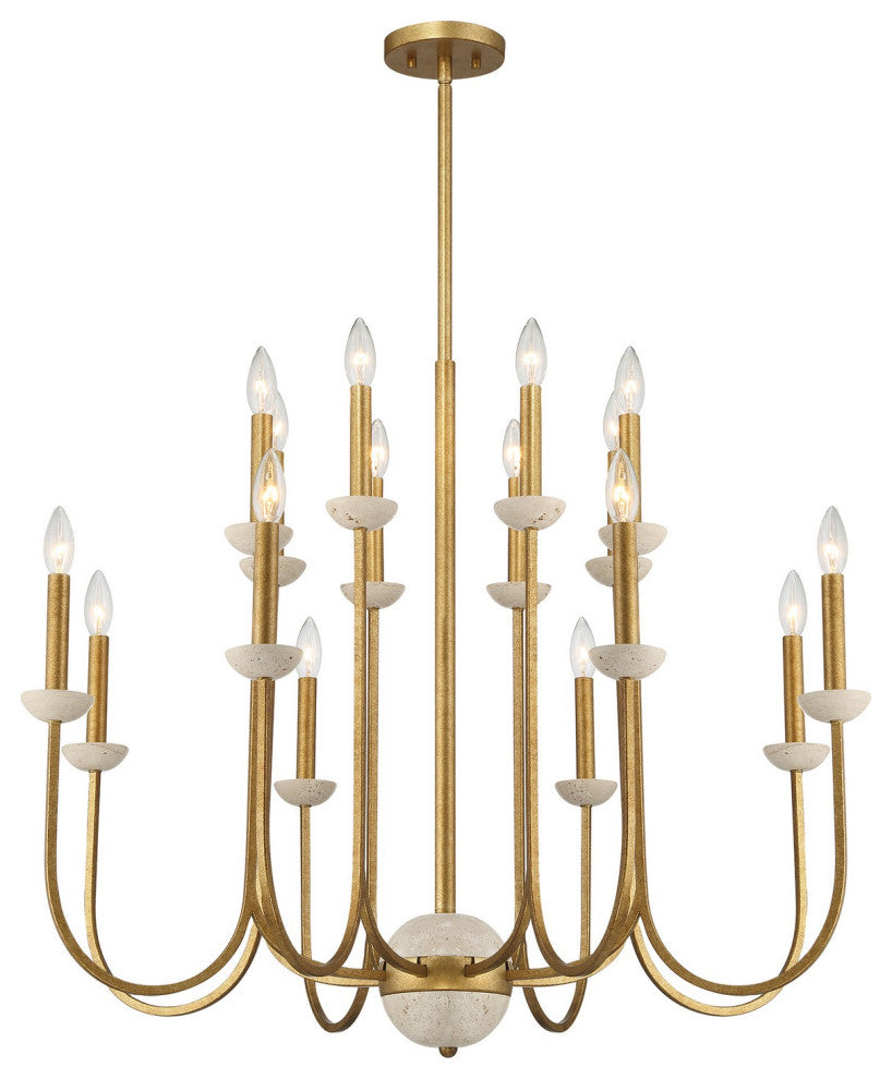 Oakhurst 16-Light Chandelier, Antique Gold