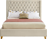 Barolo Velvet Upholstered Bed, Cream, Queen