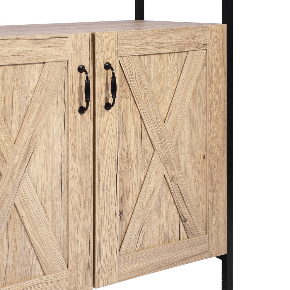 Wood Double Door Accent Cabinet with Shelf, Oak, 31'' X 16''