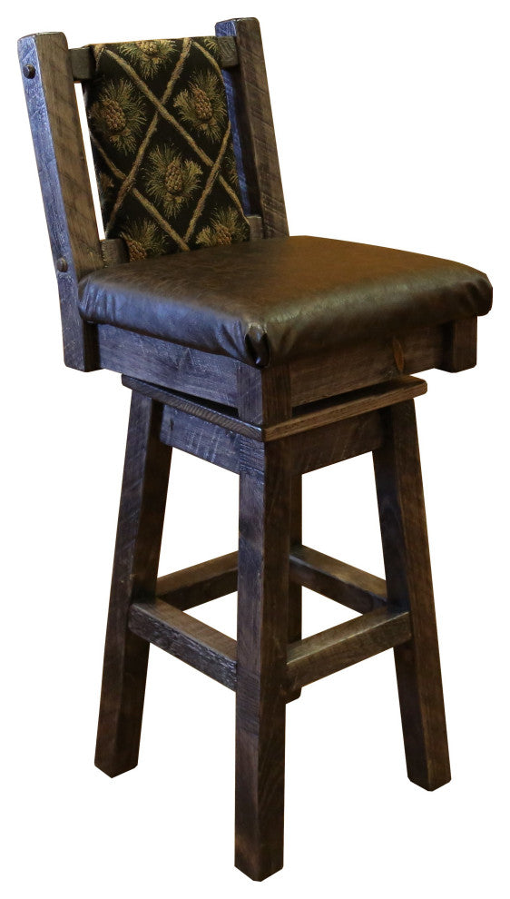 Barnwood Style Timber Peg Freestanding Bar Set, Dusk, Black Pine Cone and Quarter Espresso