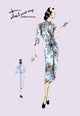 Flowered Dinner Dress - Gallery Wrapped Canvas Art 12" x 18"