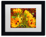'Four Sunflowers' Matted Framed Canvas Art by Mandy Budan
