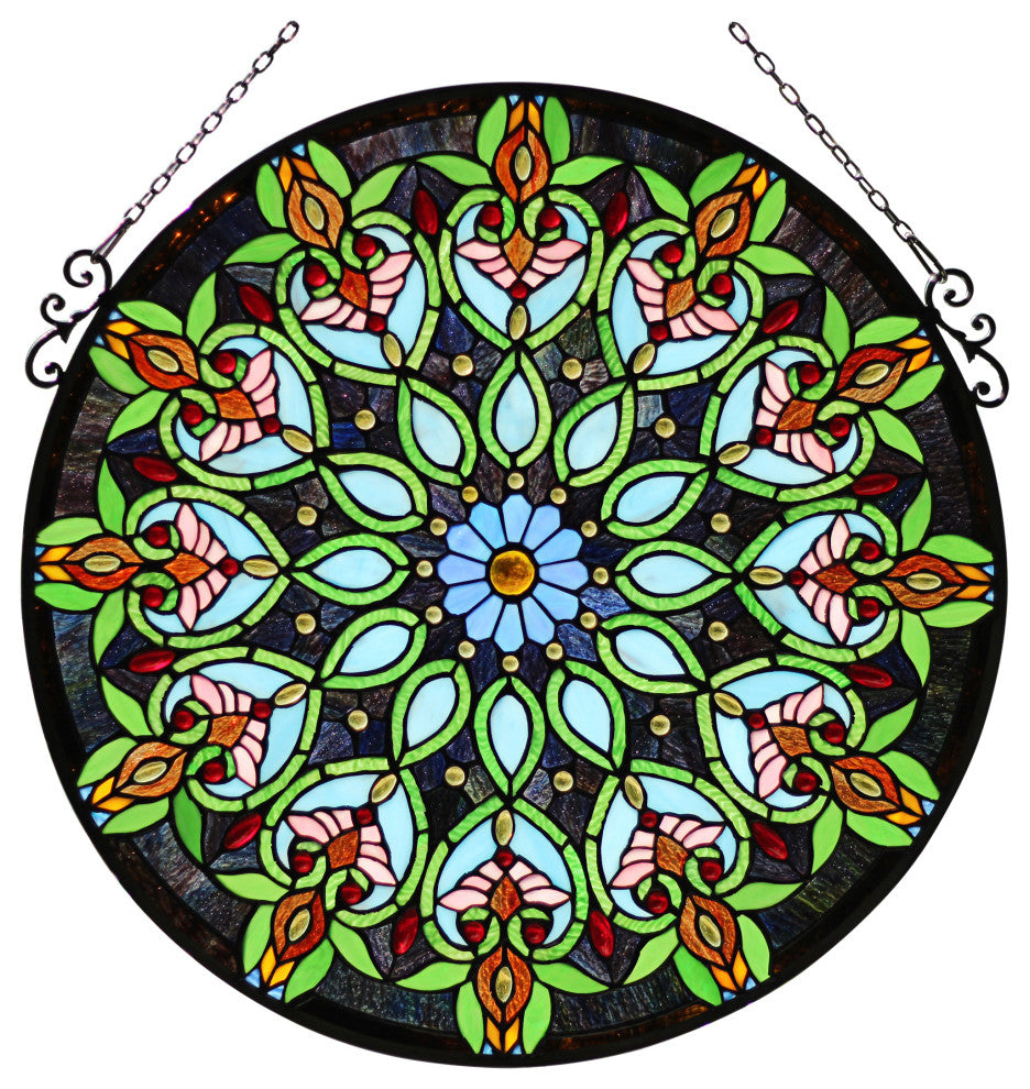CHLOE Lighting ARABELLA Tiffany-Style Victorian Stained Glass Window Panel