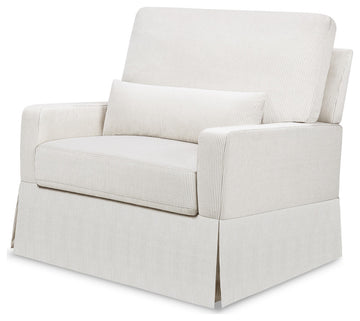Crawford Pillowback Chair and a Half Comfort Swivel Glider, Fog Chatham Stripe Performance Eco-Weave