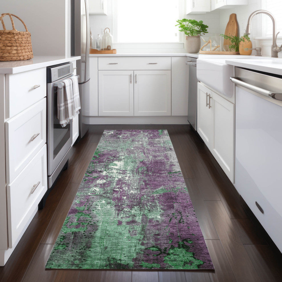 Machine Washable Indoor/Outdoor Chantille ACN1870 Emerald 2'3" x 7'6" Runner Rug