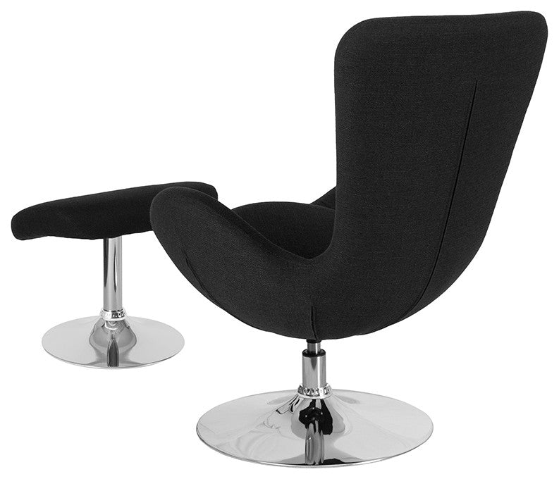 Egg Series Black Fabric Side Reception Chair with Ottoman