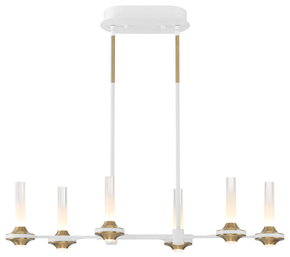 Torcia 12-Light 31.5" Chandelier, White/Brass