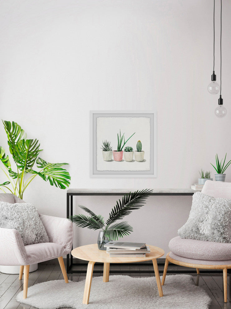 "Potted Succulents" Framed Painting Print