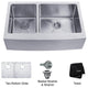 Kraus KHF204-33 33 inch Farmhouse Double Bowl Stainless Steel Kitchen Sink