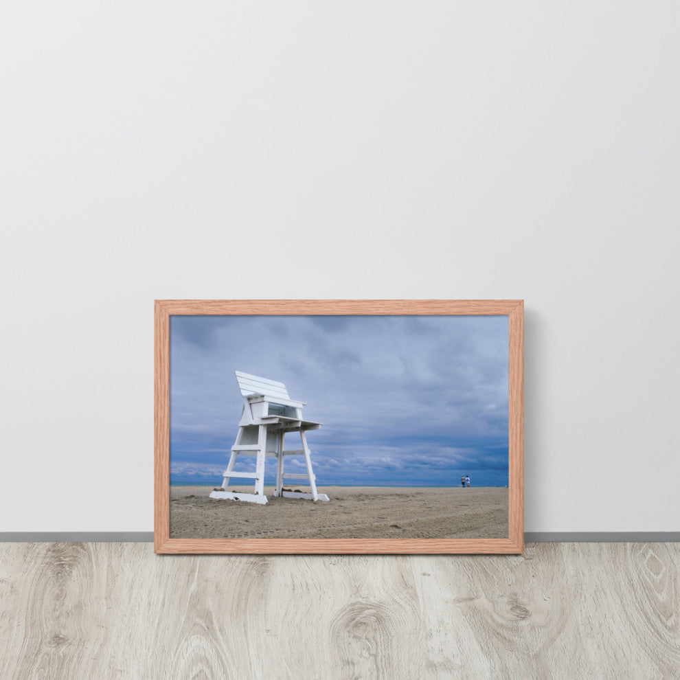 Approaching Storm Landscape Photo Paper Coastal Art Framed Wall Art Print, Red Oak, 12" X 18"