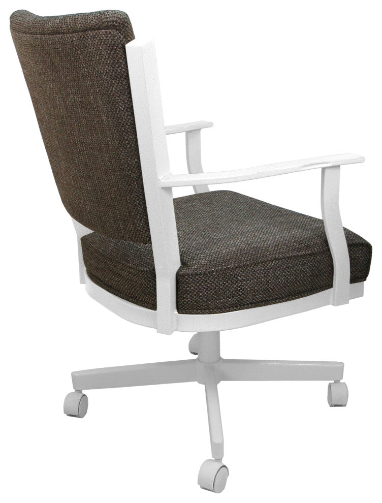 Montana Swivel Metal Dining Caster Chair Reading Base, Plumley Cocoa - White