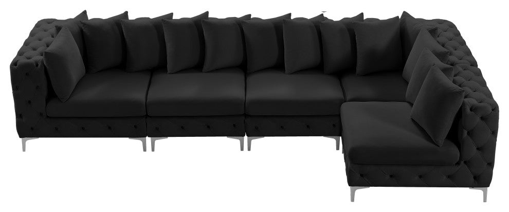Tremblay Modular Sectional, Black, L-Shaped, 5-Piece: Armless (3), Corner (2)
