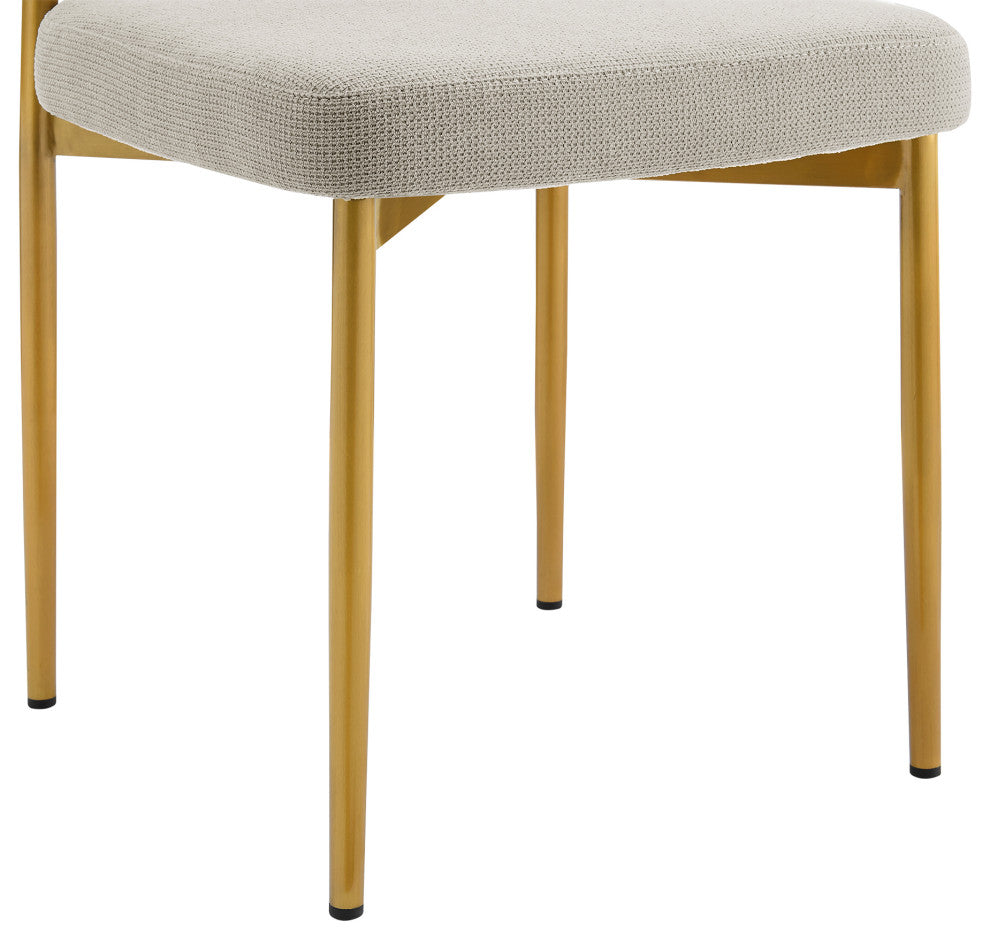 Shannon Gold Brushed Stainless Steel and Taupe Fabric  Dining Chairs, Set of 2