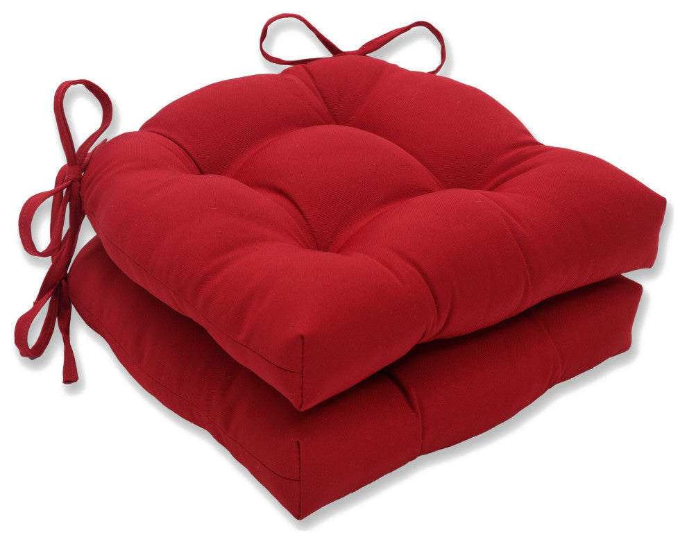 Pompeii Red Outdoor Deluxe Tufted Chairpad Set of 2