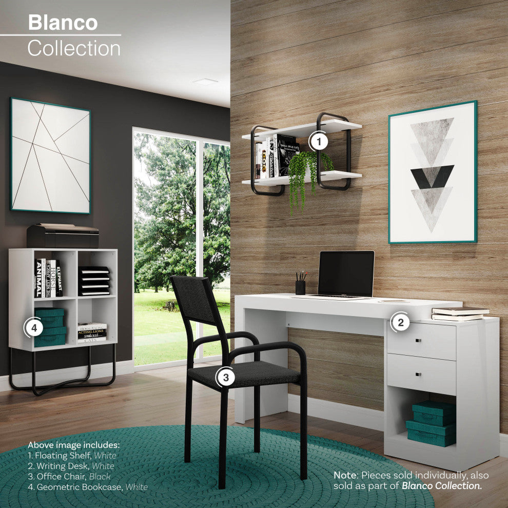 Techni Mobili Modern Geometric Bookcase, White