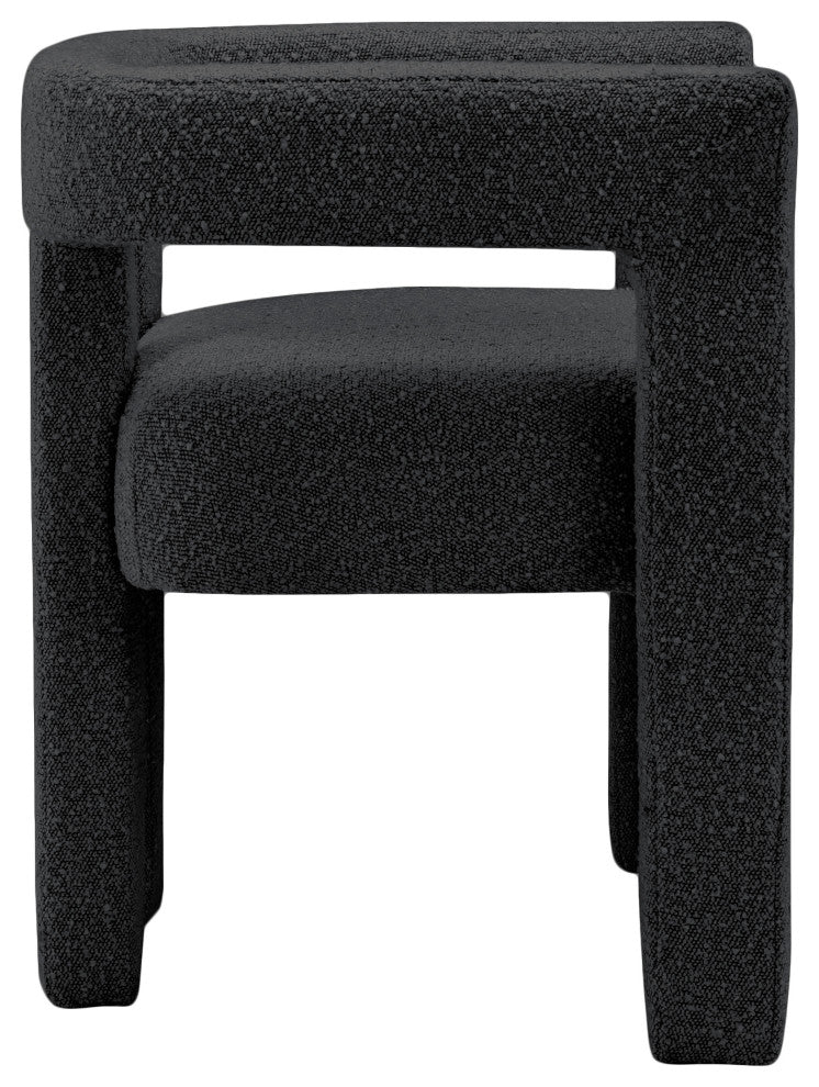 Athena Boucle Fabric Upholstered Accent / Dining Chair, Black