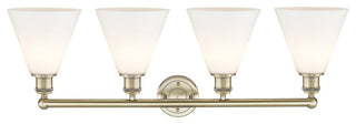 Berkshire 4-Light 35" Bath Vanity Light, Antique Brass Finish, Matte White Shade