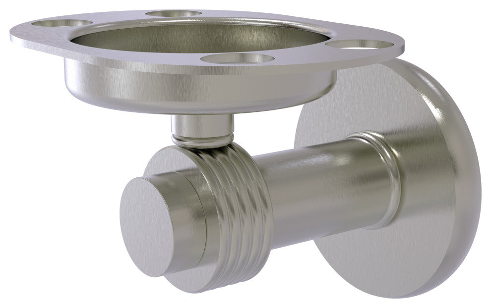 Mercury Tumbler and Toothbrush Holder with Groovy Accents, Satin Nickel