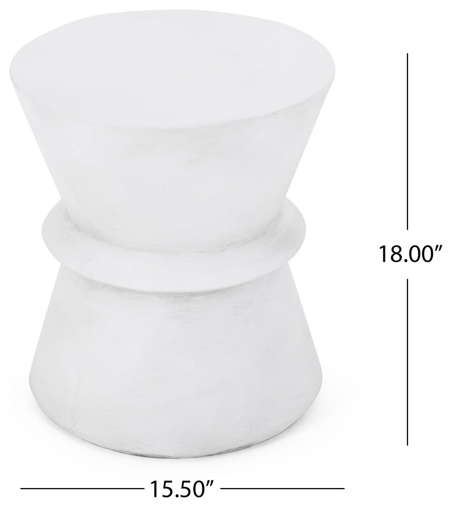 Cambio Outdoor Lightweight Concrete Side Table, Antique White
