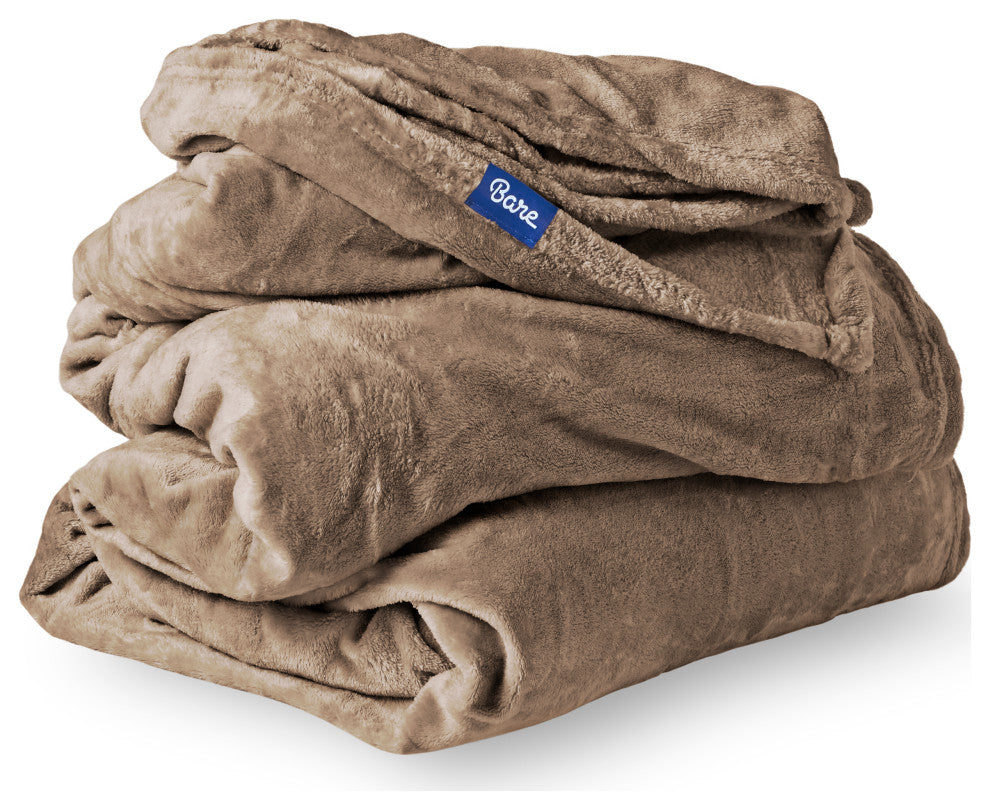 Bare Home Microplush Fleece Blanket, Taupe, King