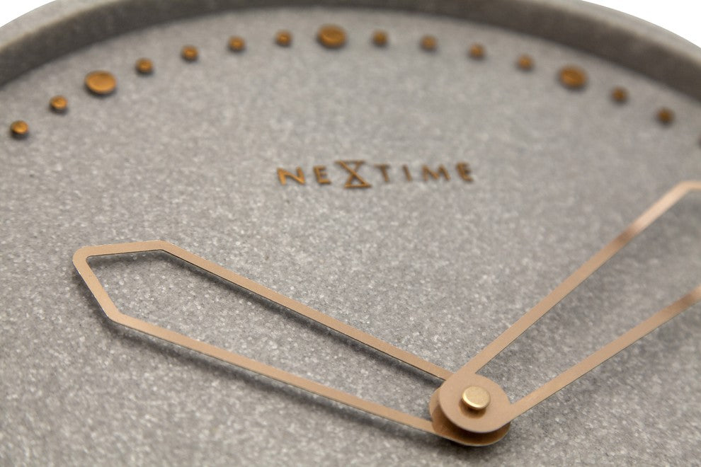 Cross Round Wall Clock, Concrete Look, Battery Operated, Grey