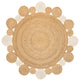 Ayana Two-Tone Jute Hippy Circle Round Area Rug, Natural/Cream, 5' Round