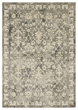 Fleming Distressed Floral Panel Grey and Beige Area Rug, 7'10"x10'10"