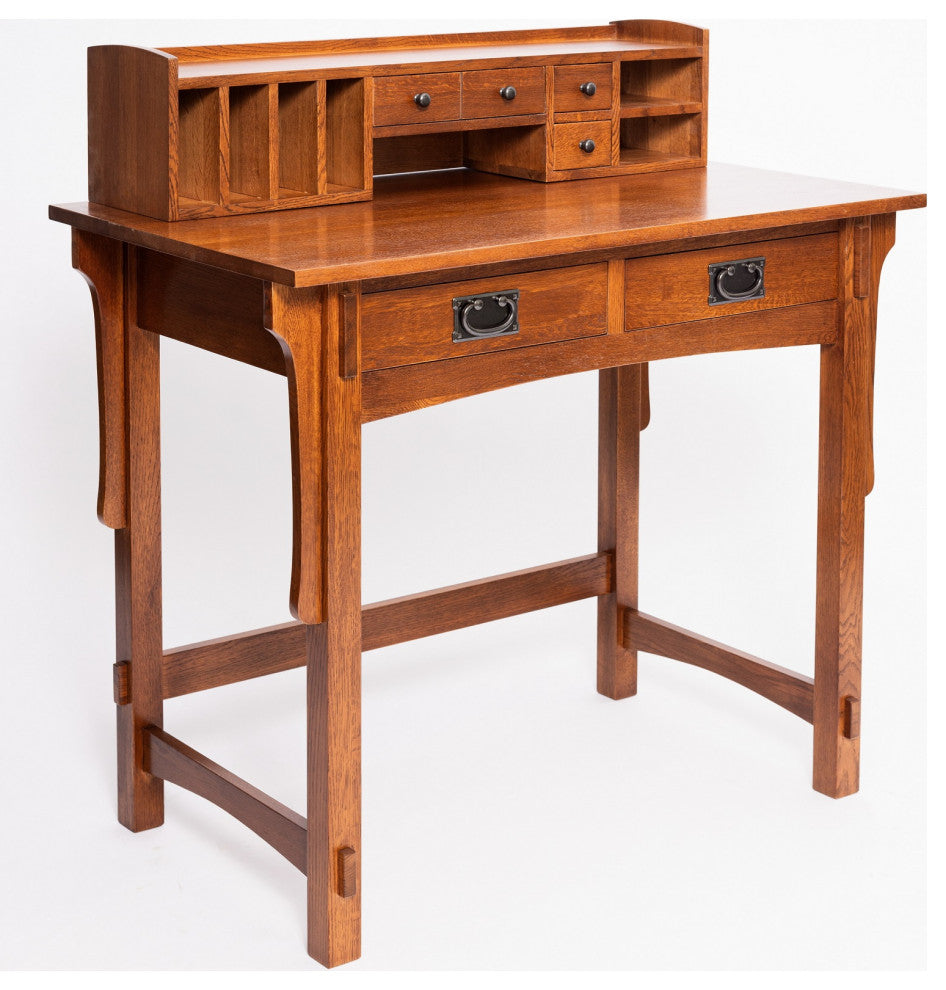 Mission Quarter Sawn Oak Desk With 2 Drawers and Storage