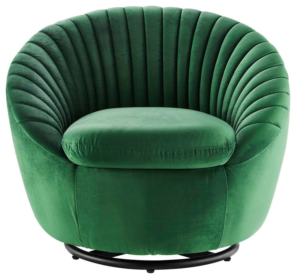 ArmTufted Chair Swivel Accent Tufted Chair, Black Green, Velvet, Modern, Lounge