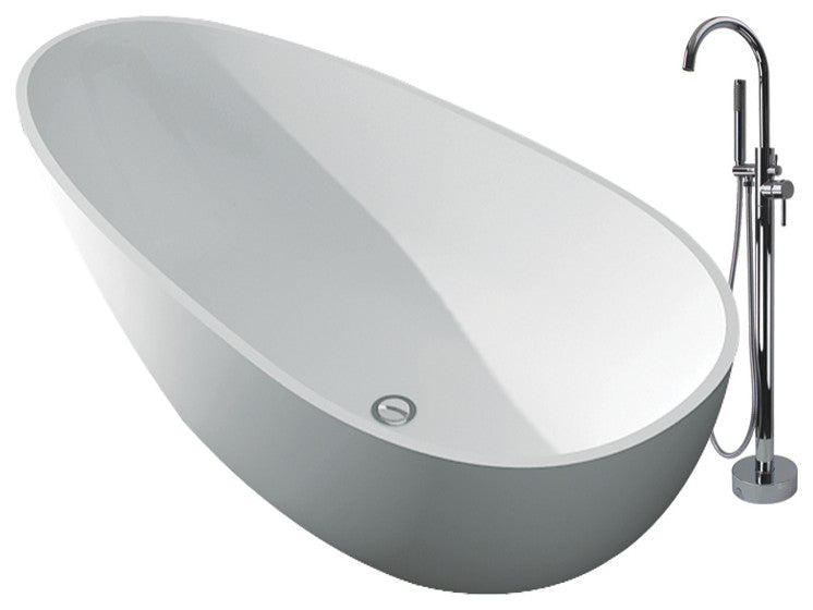 Transolid Marisol 58"x29"x23" Freestanding Tub and Faucet Kit, White