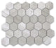 2" Hexagon Athens Silver Cream Haisa Marble Wooden Beige Tile Polished, 1 sheet