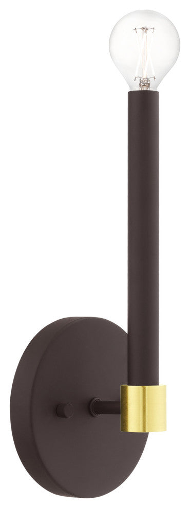 Livex Lighting Karlstad 1 Light Bronze, Satin Brass Accents ADA Single Sconce