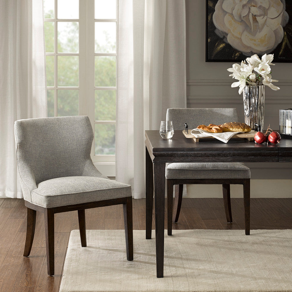 Madison Park Signature Hutton Transitional Side Dining Chair, Grey, Set of 2