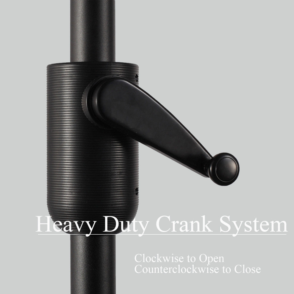 9' Round Push Tilt Market Umbrella, Black Frame, Sunbrella, Sunflower Yellow