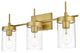 3 Light Brass And Clear Bath Sconce