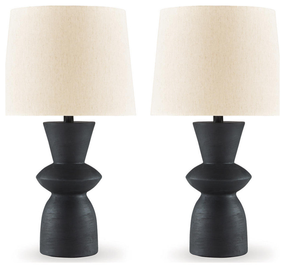 Scarbot Distressed Black Table Lamp, Set of 2