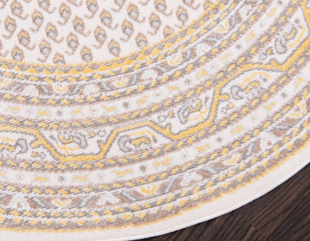 Unique Loom Beige Allover Williamsburg 5' Round Rug