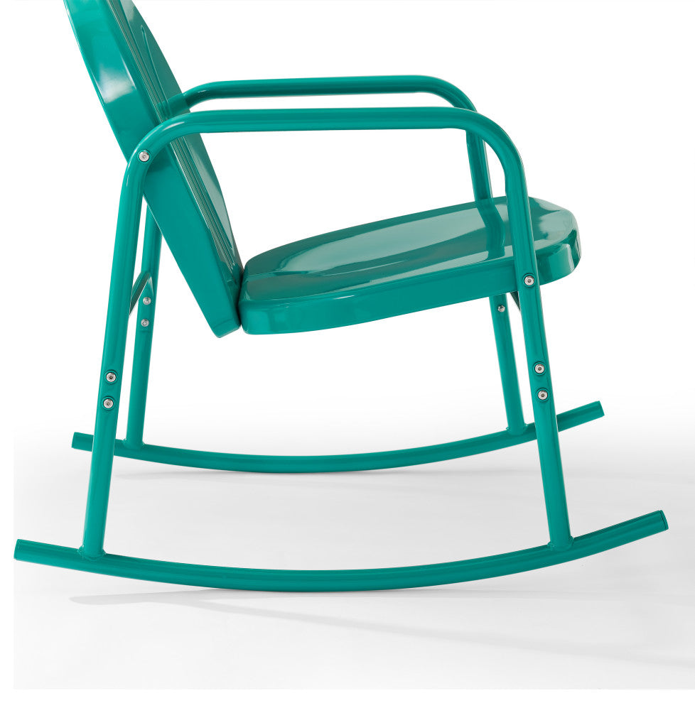 Griffith 3-Piece Outdoor Rocking Chair Set, Turquoise Gloss