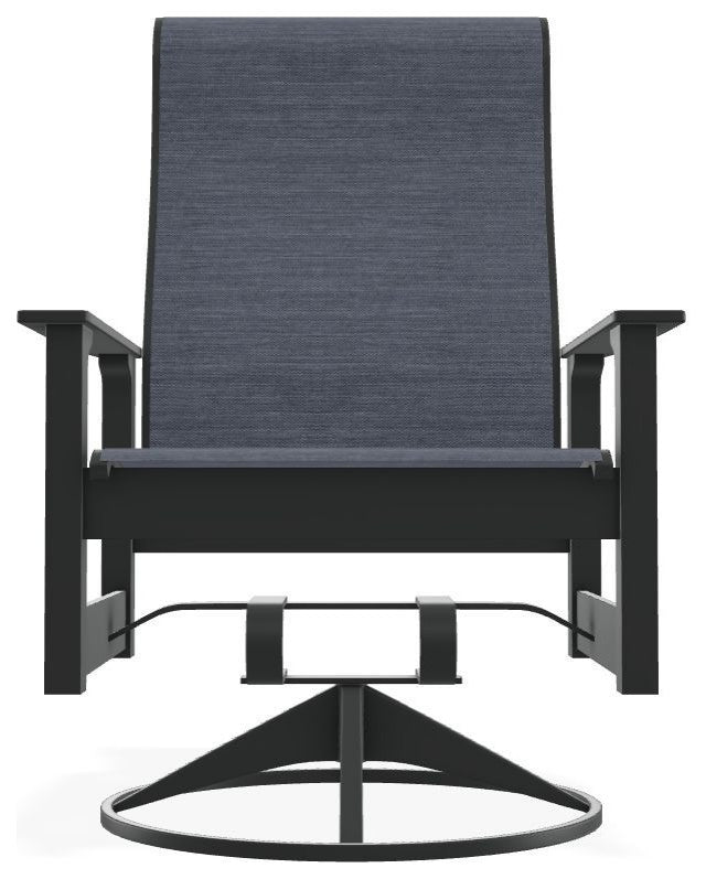 Leeward Sling Outdoor Swivel Rocker, Augustine Denim/Graphite