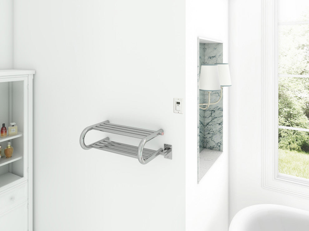 Ancona Essentia Shelf 8-Bar Electric Towel Warmer in Stainles Steel With Timer