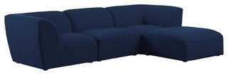 Miramar Linen Textured Fabric  4-Piece Modular L-Shaped Sectional, Navy
