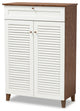 Websterson 5-Shelf Shoe Storage Cabinet, White-Walnut With Drawer