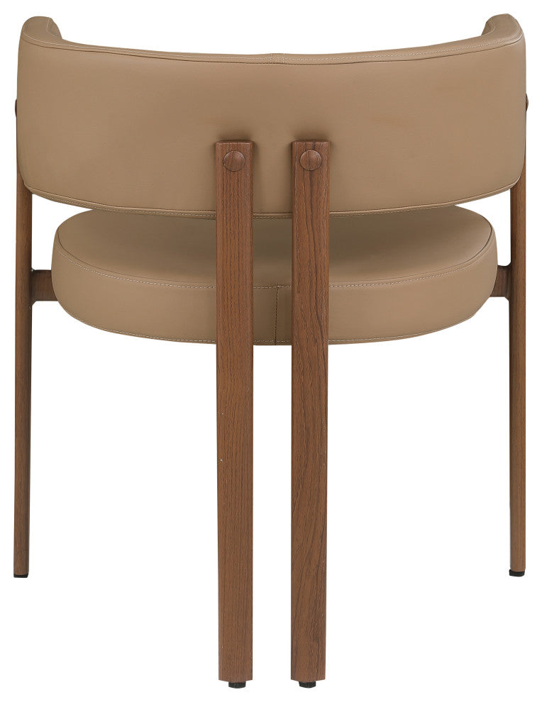 Gideon Black Faux Leather Dining Chair (Set of 2), Tan, Walnut Finish