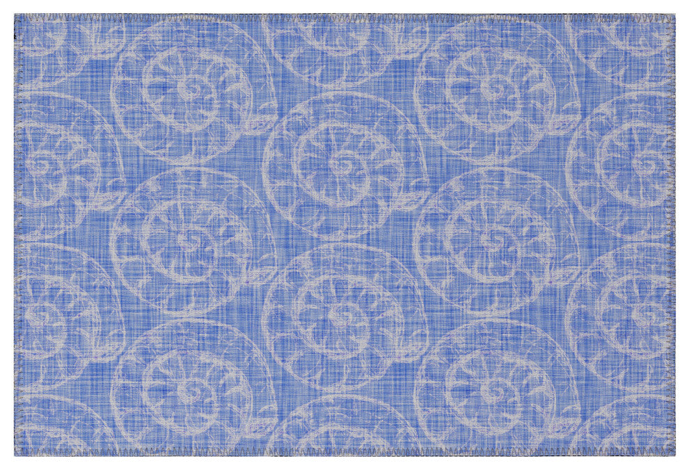Indoor/Outdoor Seabreeze SZ11 Cobalt Machine Washable 1'8" x 2'6" Rug