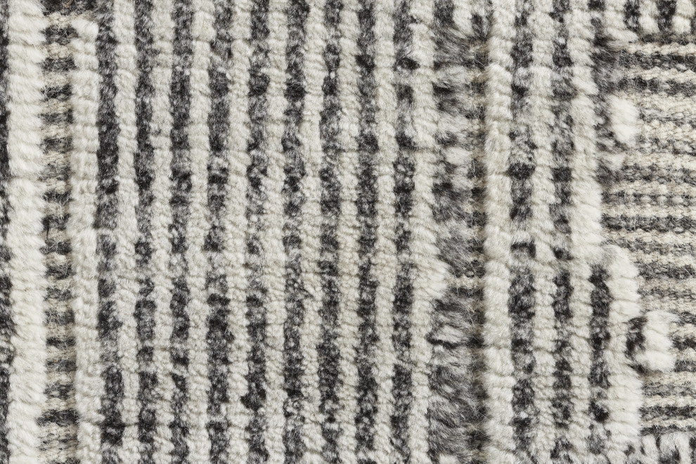 Ivory Contemporary Geometric Transitional High-Low Area Rug
