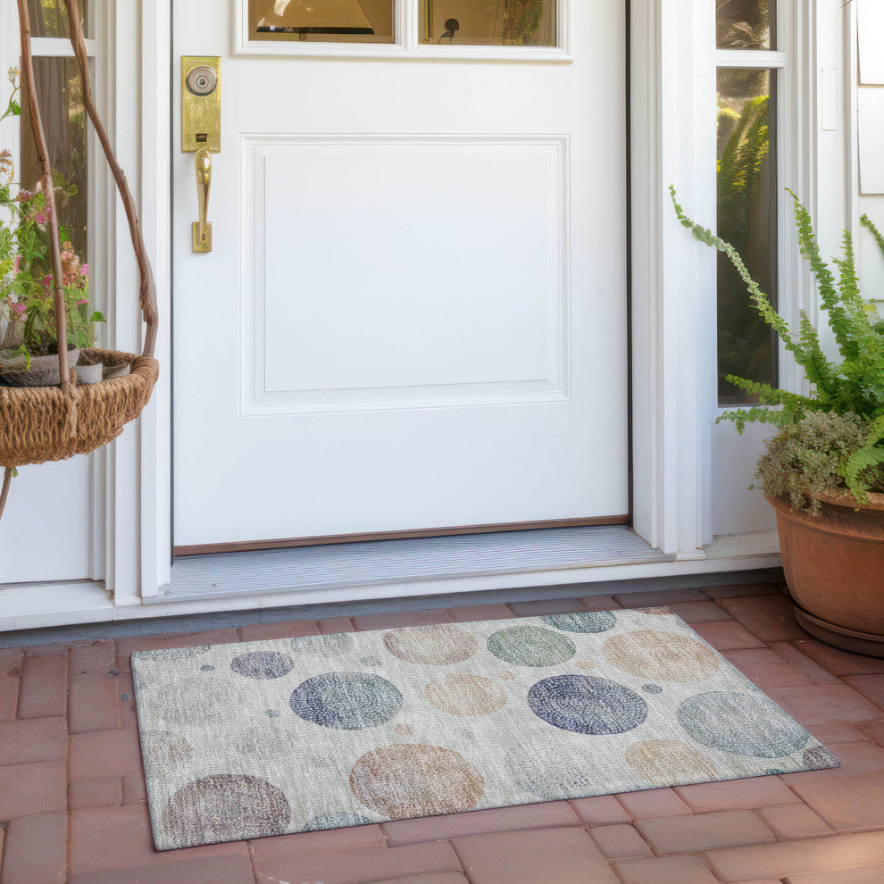 Machine Washable Indoor/Outdoor Chantille ACN1897 Beige 1'8" x 2'6" Rug