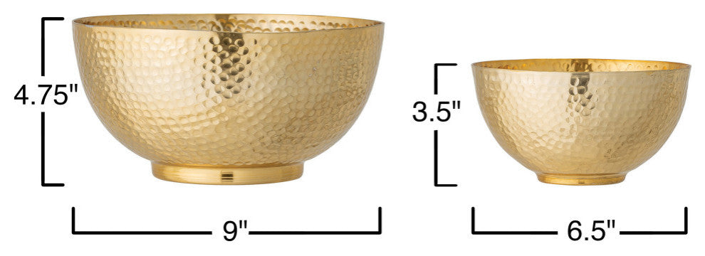Gold Hammered Metal Bowls, 2-Piece Set