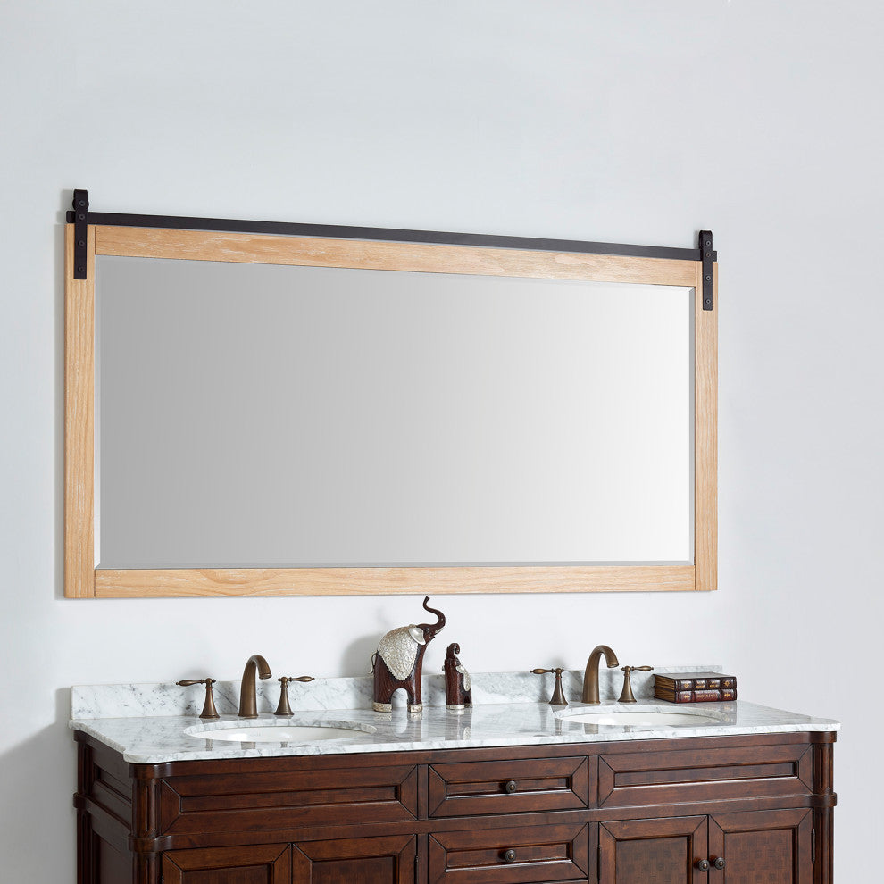 Cortes Rectangular Wall Mount Mirror, Weathered Pine, 72"
