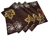 Rustic Autumn Embroidered Fall Placemats, Coffee, 14"x20", Set of 4