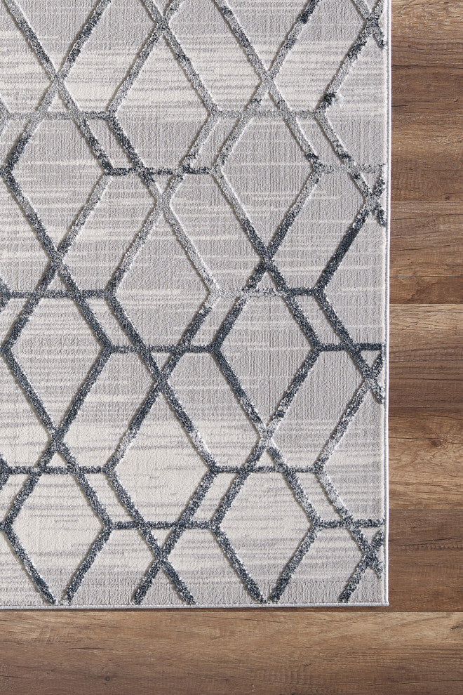 Abani Nova Nov120A Grey Silver Distressed Geometric Area Rug